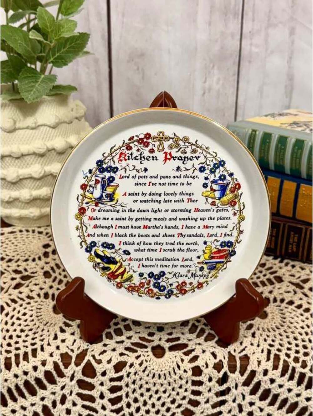 RWL London Kitchen Prayer Plate Klara Munkes 6.5” England Wall Decor
